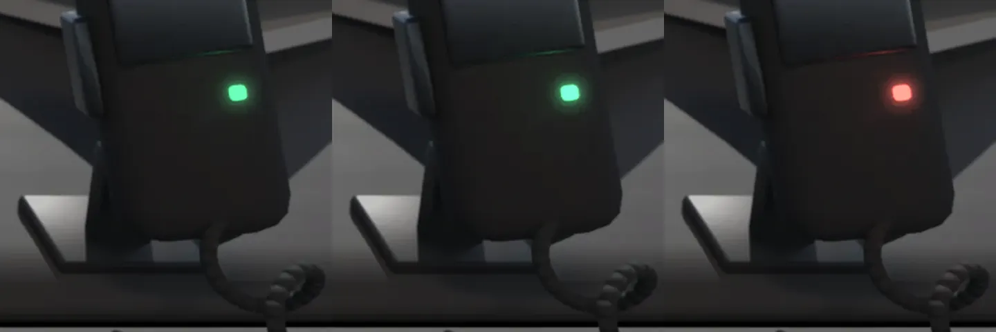 The radio handset in the team car: green twice, then red.